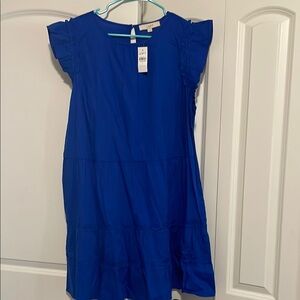 Loft  Blue Sundress with Flutter Cap Sleeves